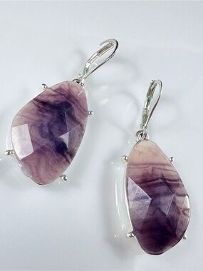 Amethyst Lace Agate Sterling Silver Drop Earrings